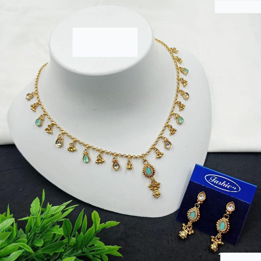 NAFJ Handcrafted Kundan Necklace Set with Ghungroo Detailing