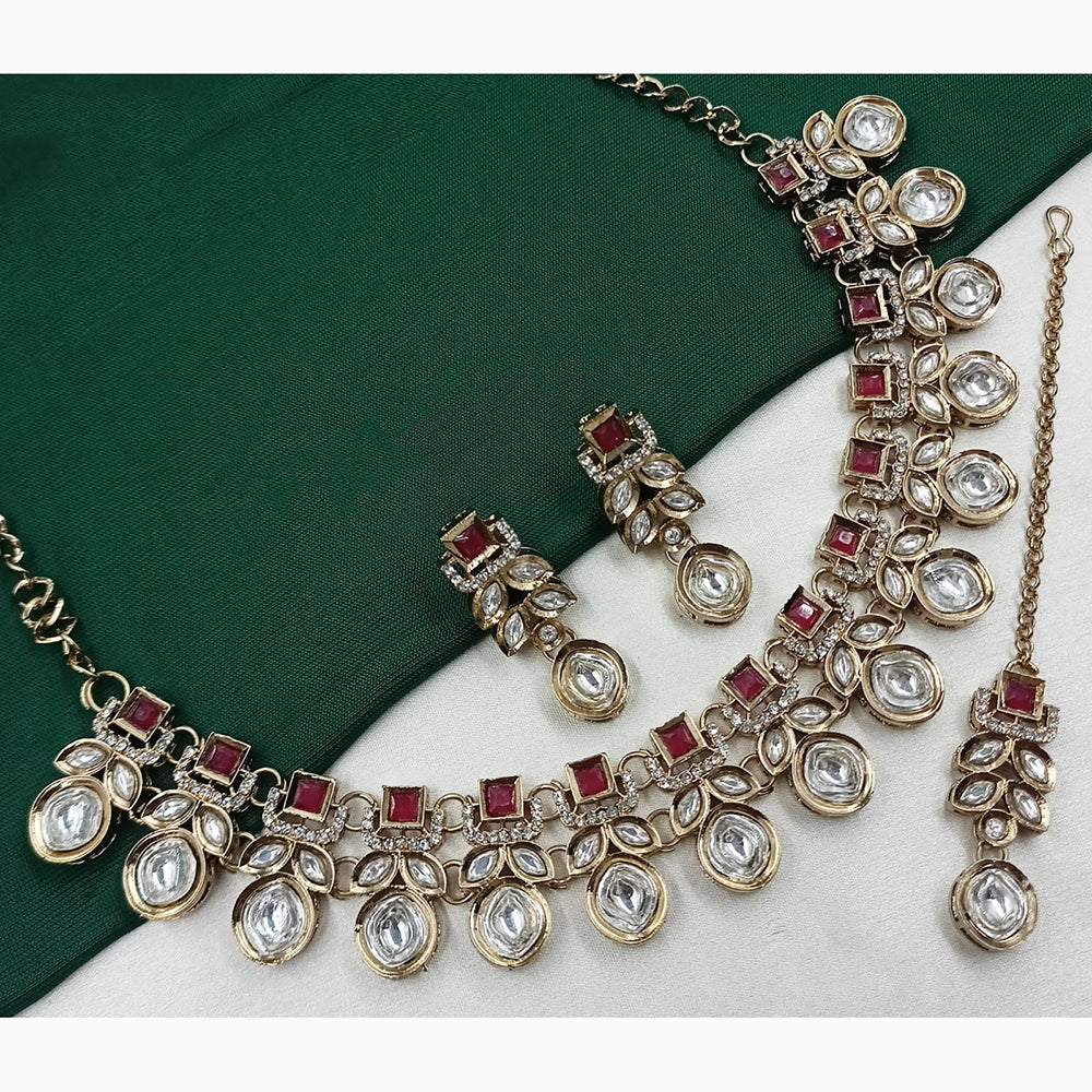 NAFJ Traditional Beautiful Kundan Stone Necklace Set For All Occassions