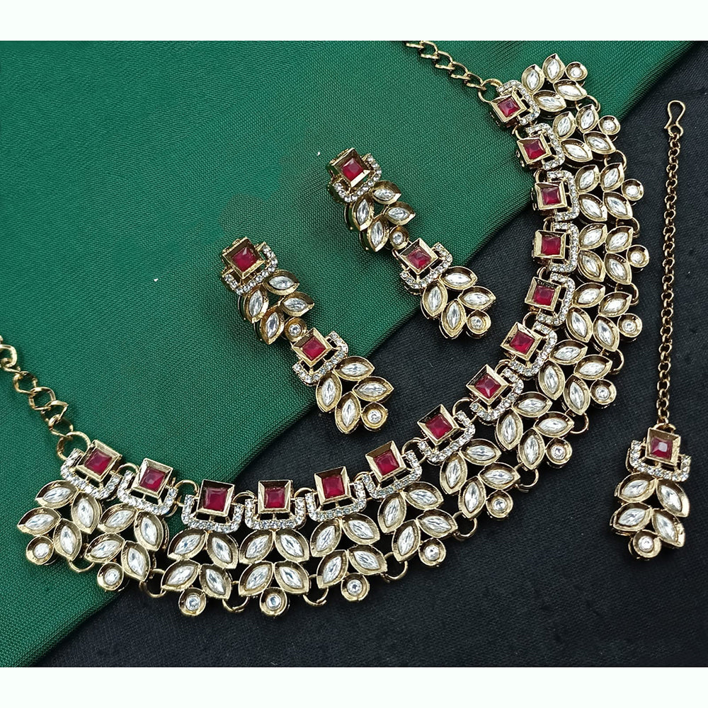 NAFJ Traditional Beautiful Kundan Stone Necklace Set For All Occassions
