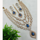 NAFJ Sparkling Crystal Stone Multi Layer Long Necklace Set For All Occassions 