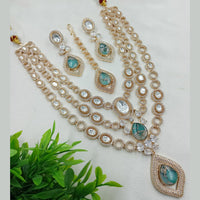 NAFJ Sparkling Crystal Stone Multi Layer Long Necklace Set For All Occassions