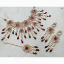 NAFJ Antique Gold Plated Kundan and Beads Rani Haar Necklace Set for wedding wear