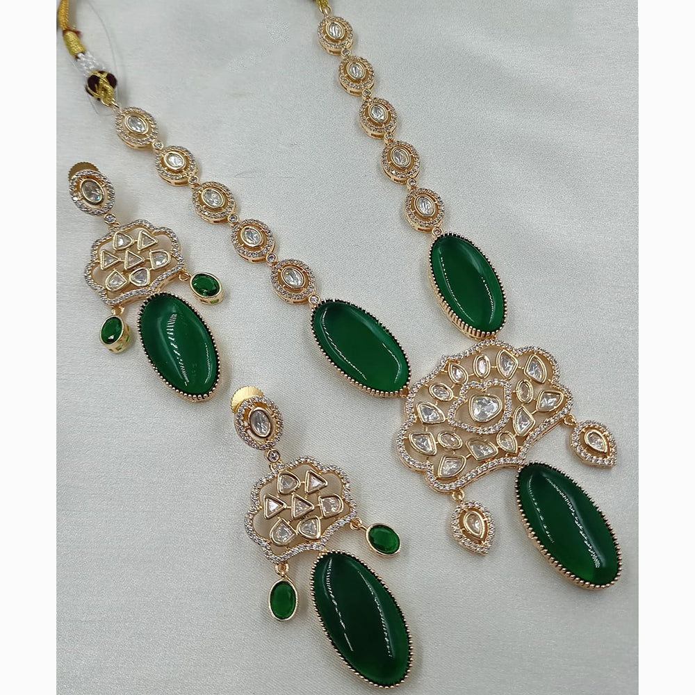NAFJ Exclusive Kundan And Crystal Long Necklace Set  For Special Occassion