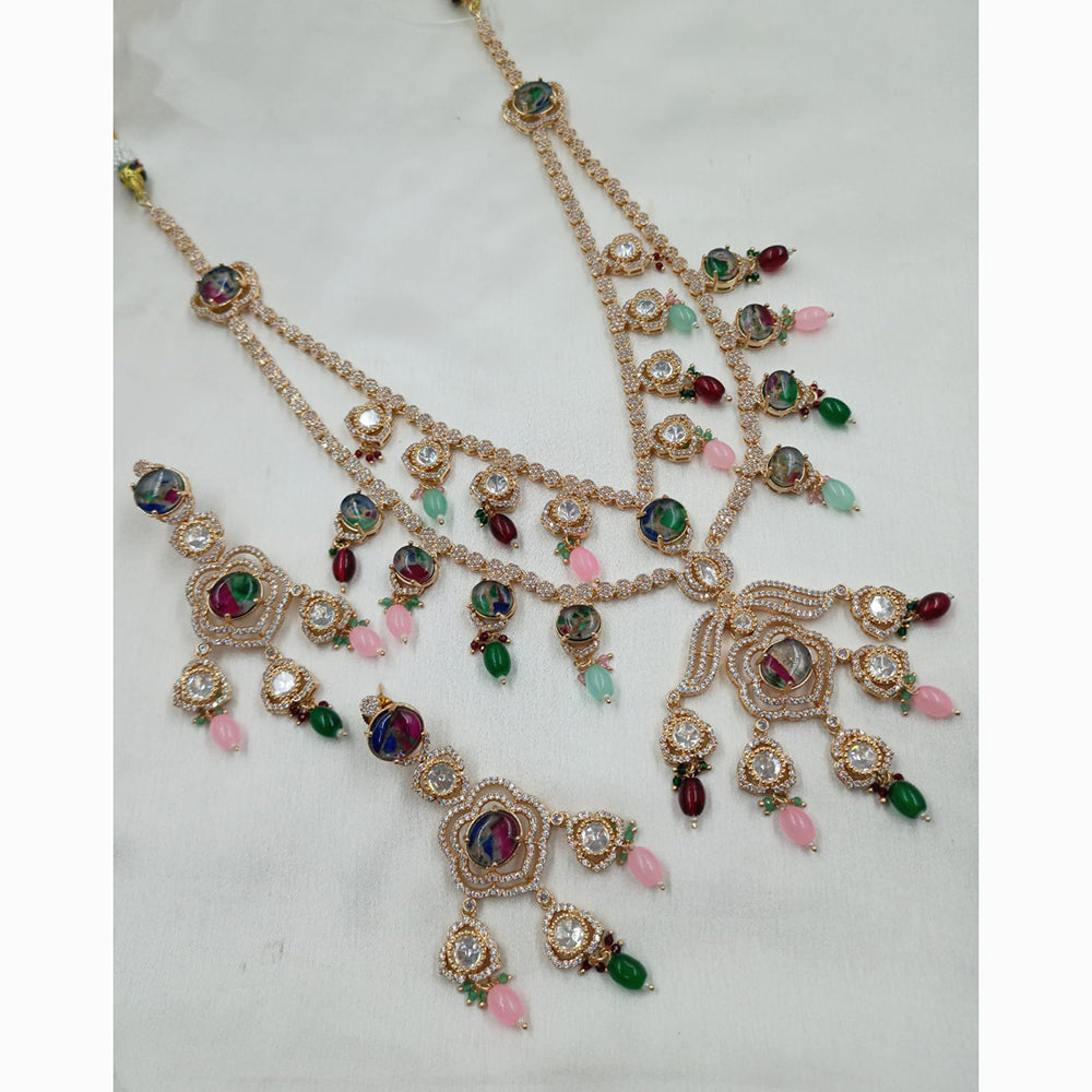 NAFJ Heritage Inspired Kundan And Beads Rani Haar Set  For All Occassions