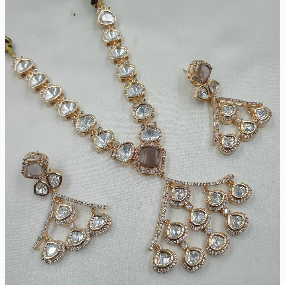 NAFJ Handcrafted Polki Kundan Long Necklace Set for Weddings and Festivals