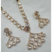 NAFJ Handcrafted Polki Kundan Long Necklace Set for Weddings and Festivals