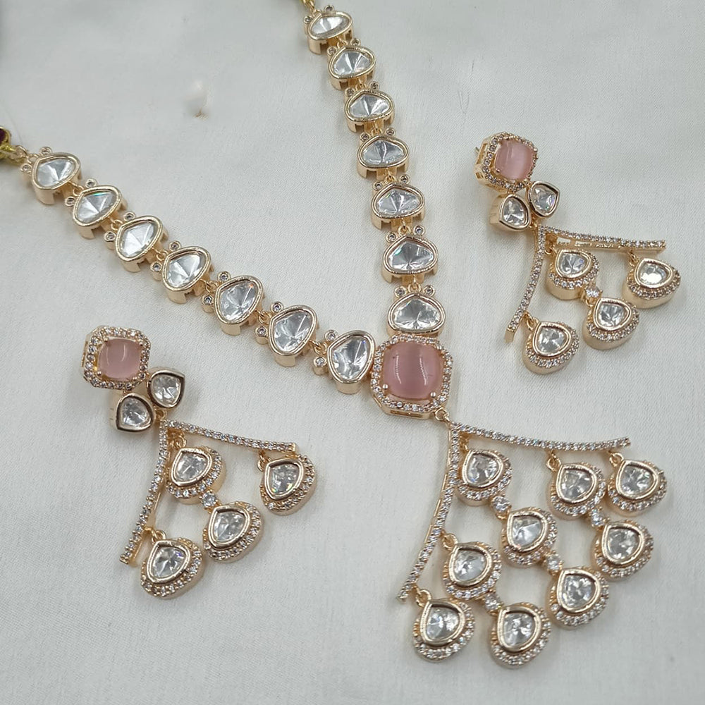 NAFJ Handcrafted Polki Kundan Long Necklace Set for Weddings and Festivals