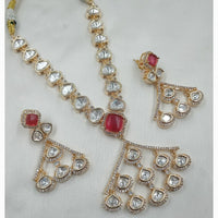 NAFJ Handcrafted Polki Kundan Long Necklace Set for Weddings and Festivals