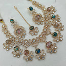 NAFH Antique Gold Plated Kundan Necklace Set for Weddings and Special Occasions