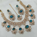 NAFJ Antique Gold Plated Kundan Necklace Set for Weddings and Special Occasions