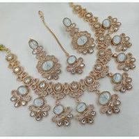 NAFJ Antique Gold Plated Kundan Necklace Set for Weddings and Special Occasions