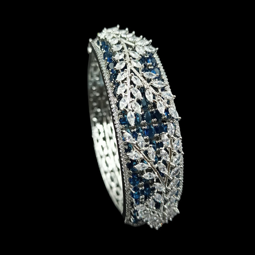 NAFJ Fashionable Rhodium Plated American Diamond Delicate Openable Bracelet
