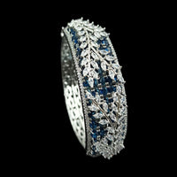 NAFJ Fashionable Rhodium Plated American Diamond Delicate Openable Bracelet
