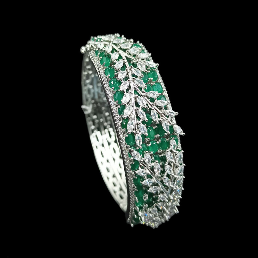 NAFJ Fashionable Rhodium Plated American Diamond Delicate Openable Bracelet