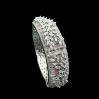 NAFJ Fashionable Rhodium Plated American Diamond Delicate Openable Bracelet