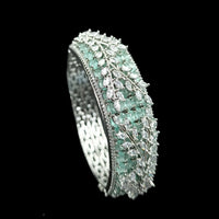 NAFJ Fashionable Rhodium Plated American Diamond Delicate Openable Bracelet