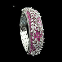 NAFJ Fashionable Rhodium Plated American Diamond Delicate Openable Bracelet