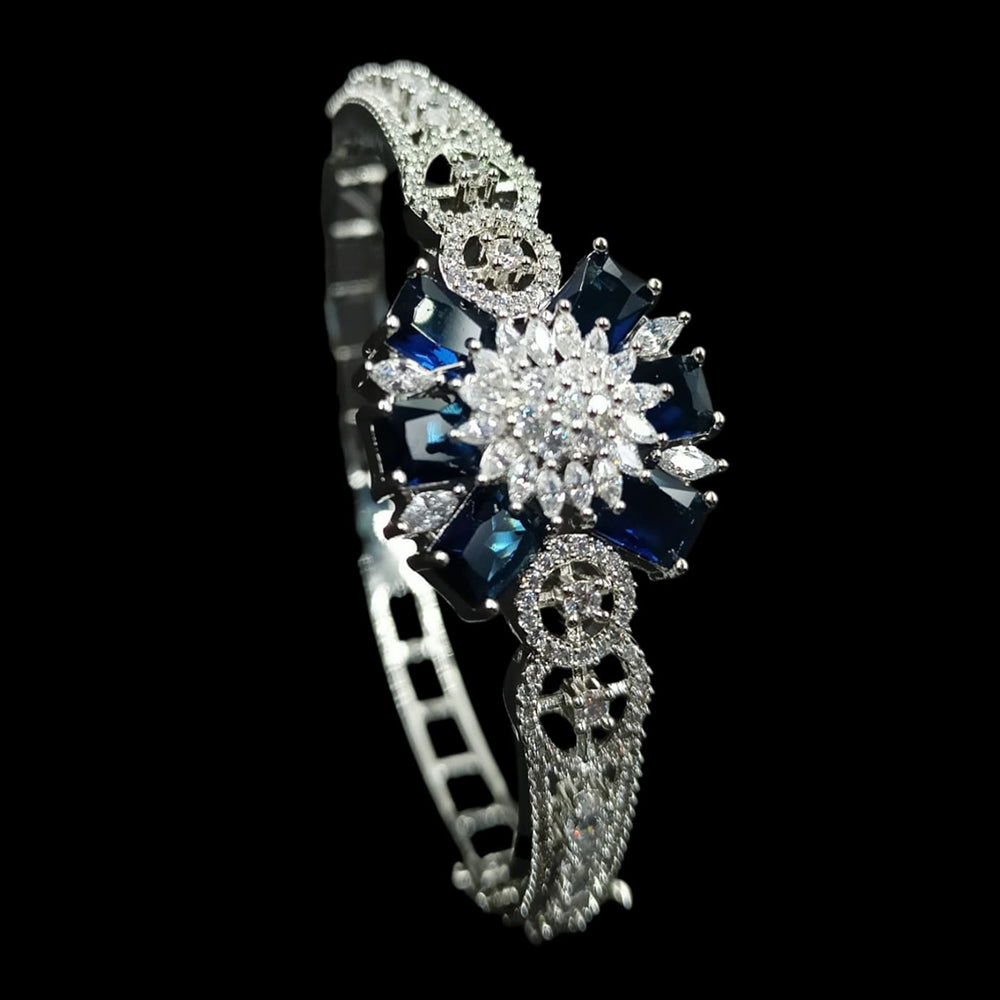 NAFJ Fashionable Rhodium Plated American Diamond Delicate Openable Bracelet
