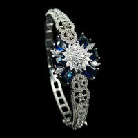 NAFJ Fashionable Rhodium Plated American Diamond Delicate Openable Bracelet