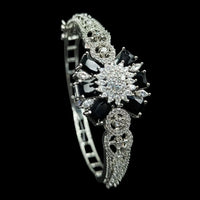 NAFJ Fashionable Rhodium Plated American Diamond Delicate Openable Bracelet