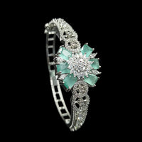 NAFJ Fashionable Rhodium Plated American Diamond Delicate Openable Bracelet