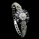 NAFJ Fashionable Rhodium Plated American Diamond Delicate Openable Bracelet