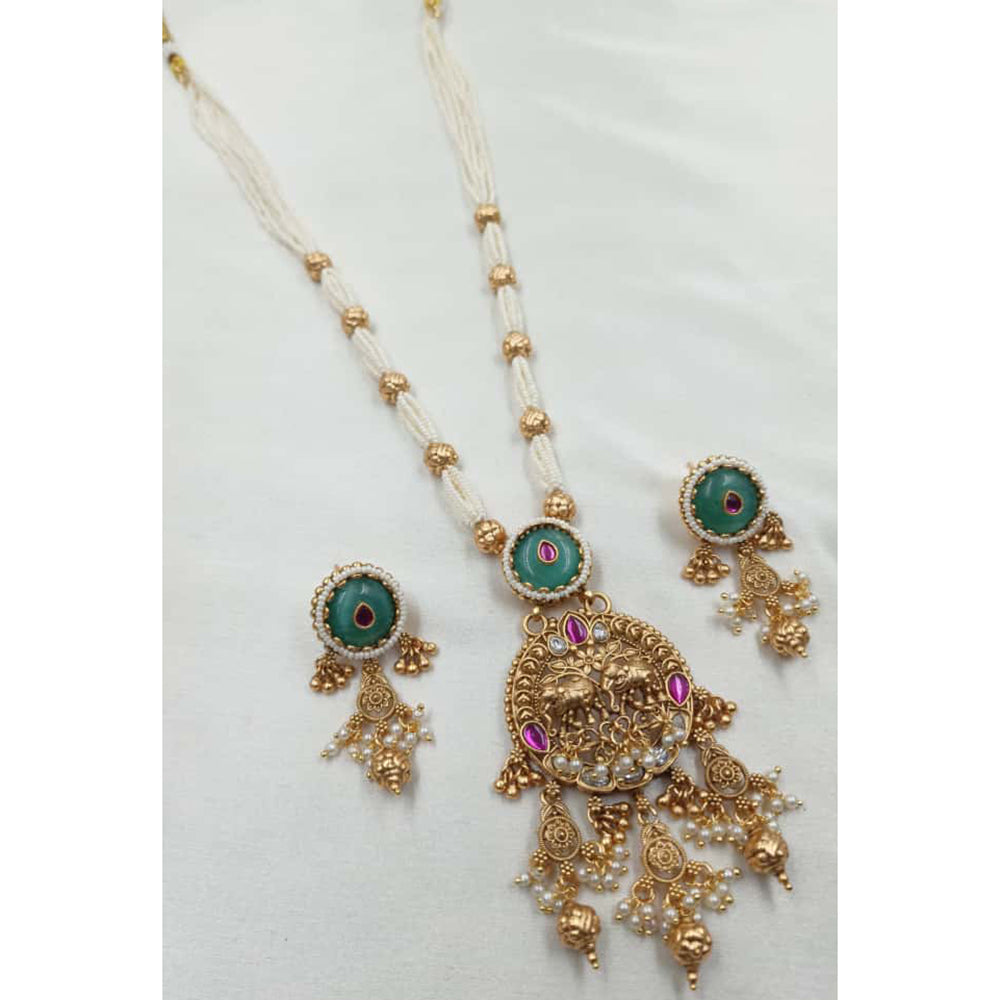 NAFJ Royal Heritage Pota Stone And Pearl Long Necklace Set