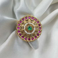 NAFJ Royal Pota Stone And Pearl Finger Ring Traditional Ethnic Jewelry for Women