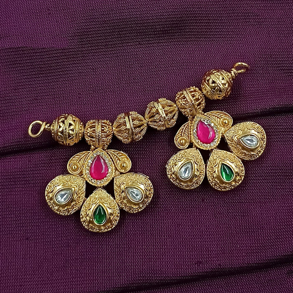 NAFJ Classic Mangalsutra Pota And Kundan Stone Pendant Set