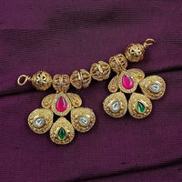 NAFJ Classic Mangalsutra Pota And Kundan Stone Pendant Set