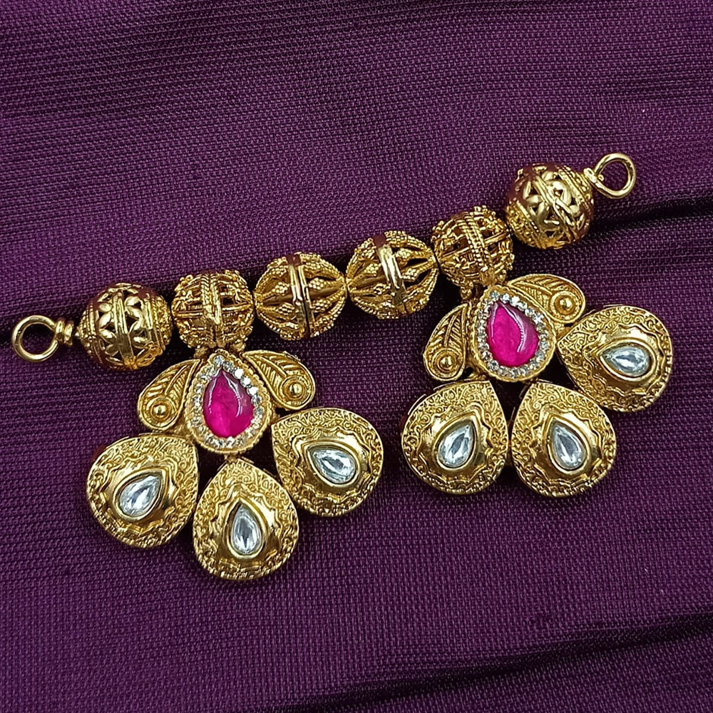 NAFJ Classic Mangalsutra Pota And Kundan Stone Pendant Set