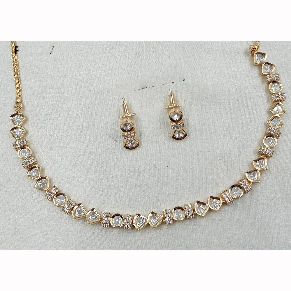 NAFJ Ethnic Style Polki Kundan And Austrian Stone Necklace Set