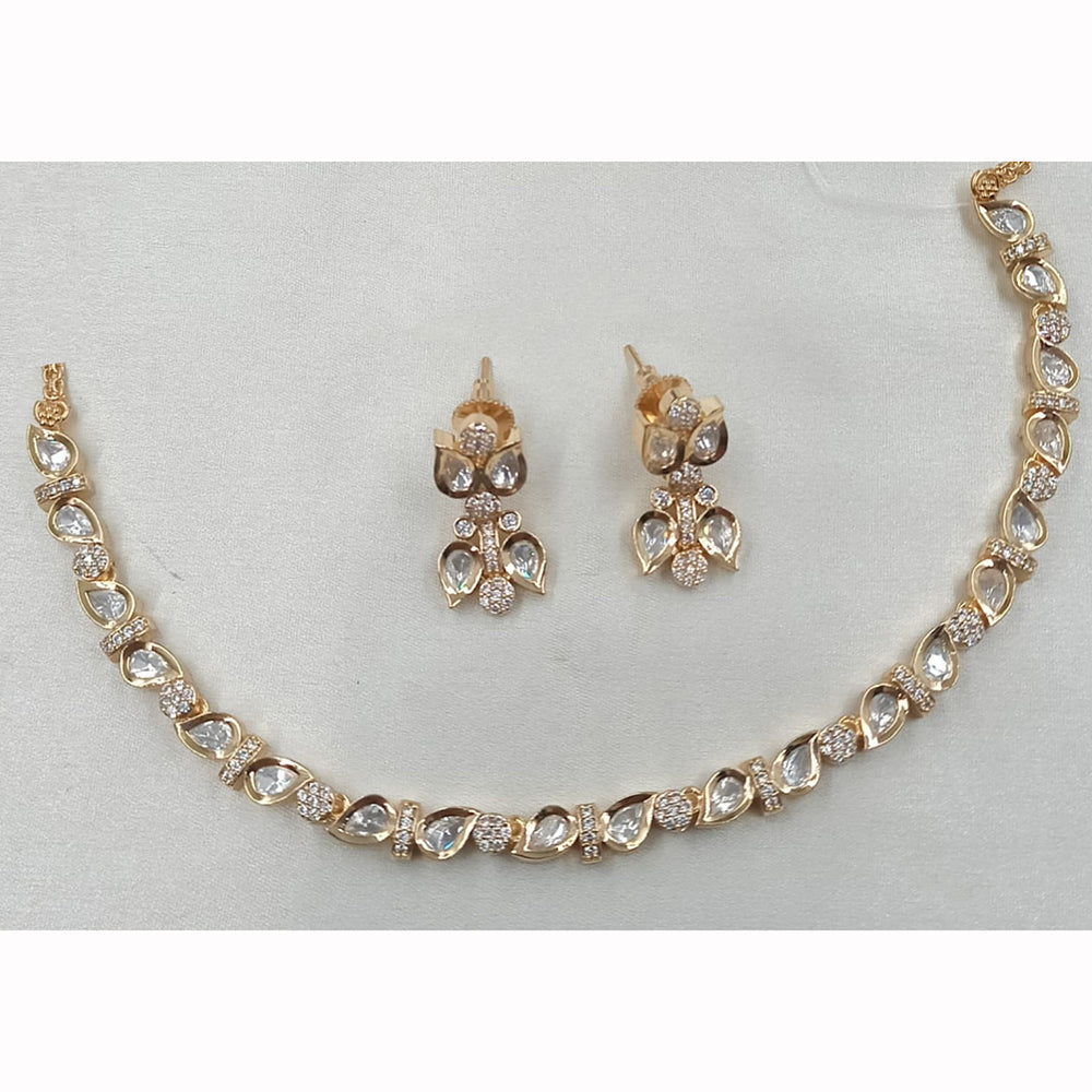 NAFJ Ethnic Style Polki Kundan And Austrian Stone Necklace Set