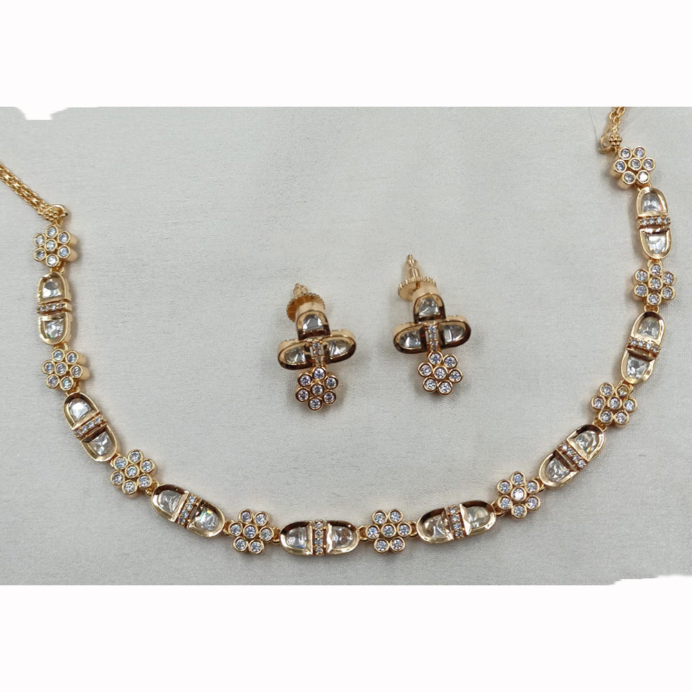 NAFJ Ethnic Style Polki Kundan And Austrian Stone Necklace Set