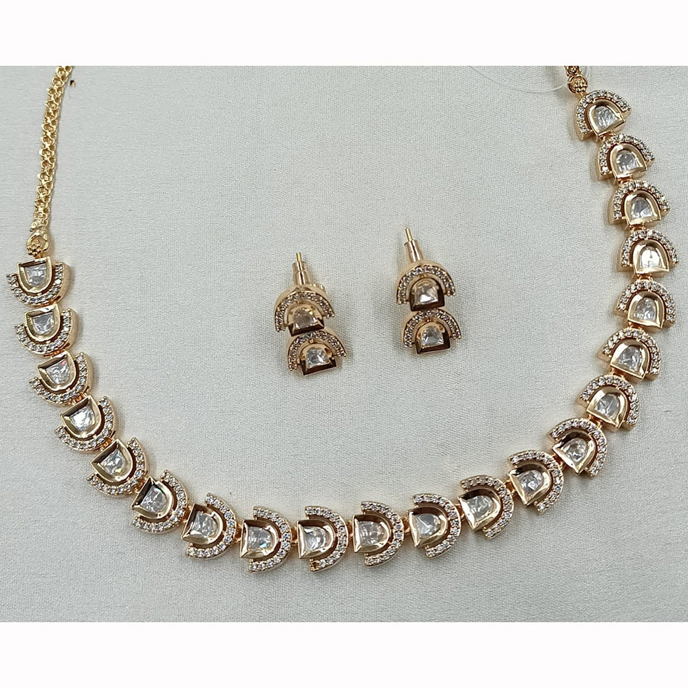 NAFJ Ethnic Style Polki Kundan And Austrian Stone Necklace Set