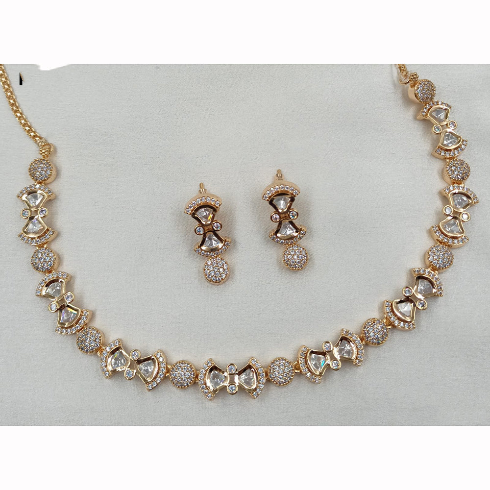 NAFJ Ethnic Style Polki Kundan And Austrian Stone Necklace Set