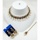 NAFJ Exquisite Kundan Stone Pearl And Beads Meenakari Choker Necklace Set