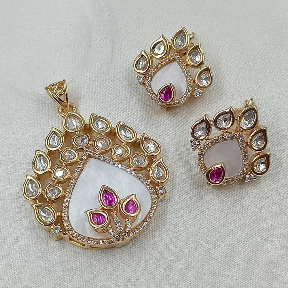 NAFJ Elegant Polki Kundan Stone Designer Pendant Set