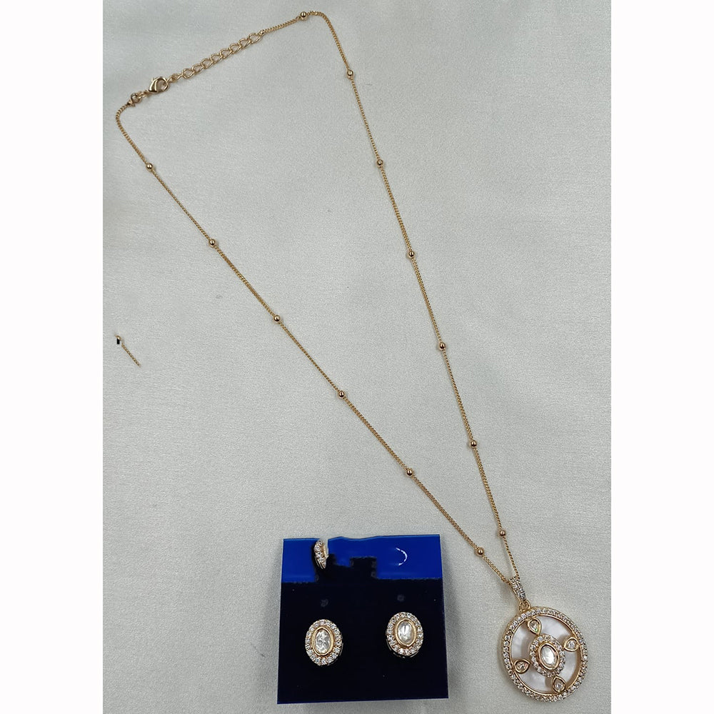 NAFJ Elegant Polki Kundan Stone Designer Pendant Set