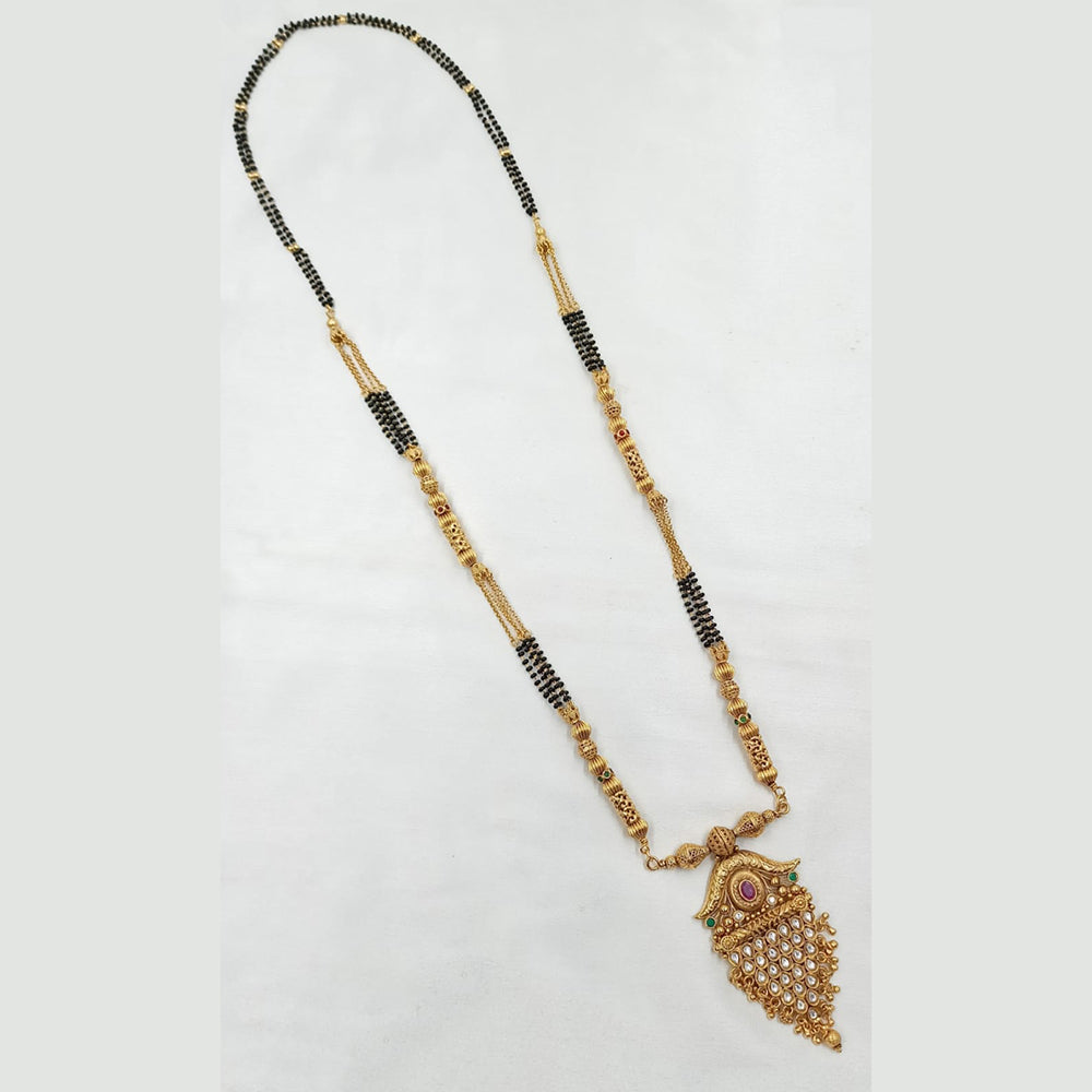 NAFJ Designer Black Pearl With Pota Stone Traditional Mangalsutra