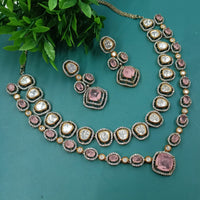 NAFJ Designer Polki Kundan With American Diamond Necklace Set