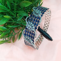 NAFJ Fashionable Rhodium Plated American Diamond Delicate Openable Bracelet