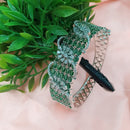 NAFJ Fashionable Rhodium Plated American Diamond Delicate Openable Bracelet