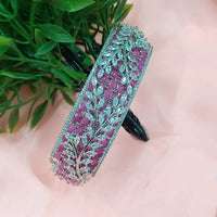 NAFJ Fashionable Rhodium Plated American Diamond Delicate Openable Bracelet