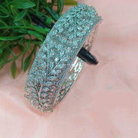 NAFJ Fashionable Rhodium Plated American Diamond Delicate Openable Bracelet