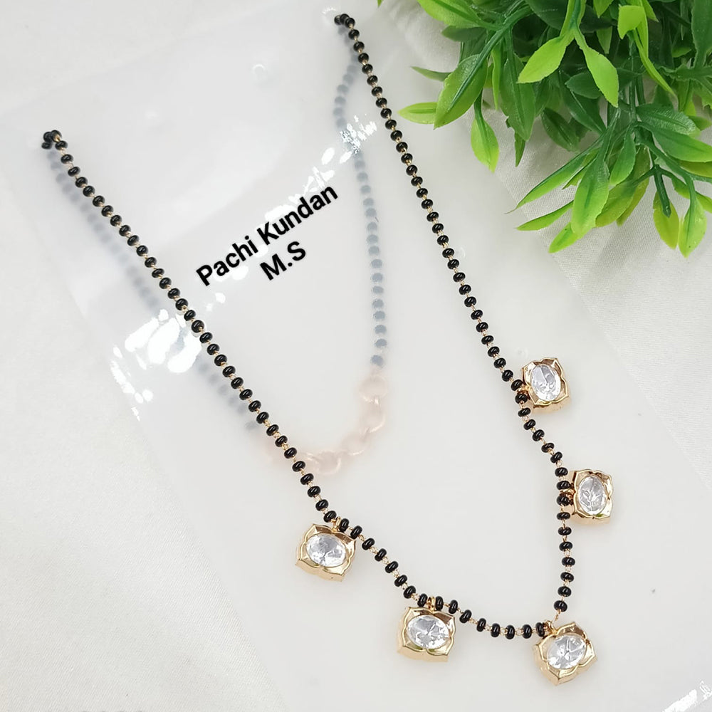 NAFJ Royal Pachi Kundan Stone Designer Black Beads Mangalsutra