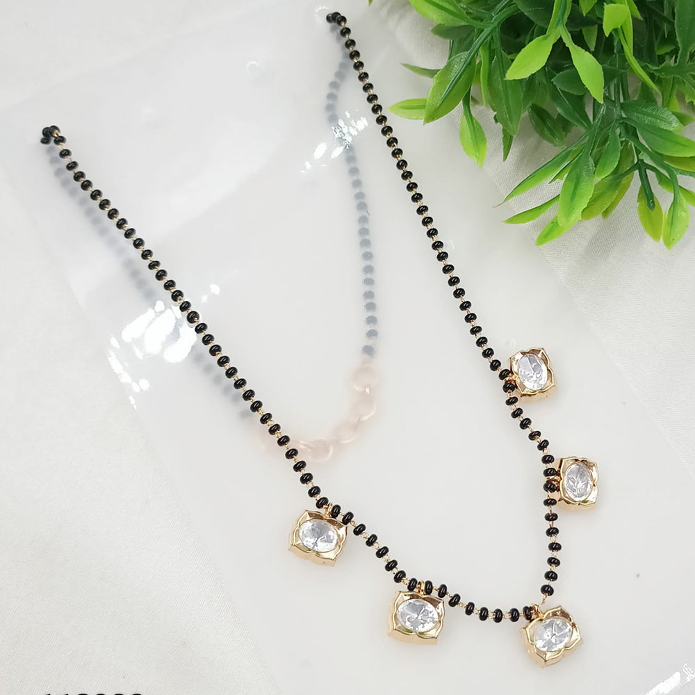 NAFJ Royal Pachi Kundan Stone Designer Black Beads Mangalsutra
