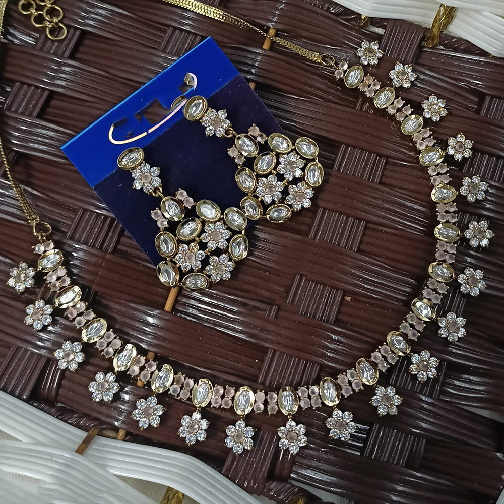 NAFJ Heritage Polki Kundan Stone Austrian Necklace Necklace Set