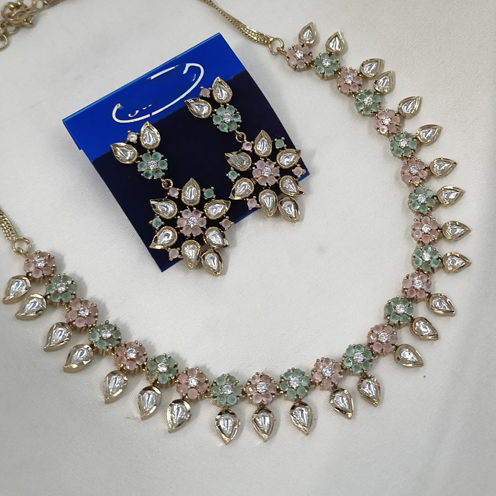 NAFJ Heritage Polki Kundan Stone Austrian Necklace Necklace Set