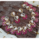 NAFJ Trendy American Daimond And Pearl Necklace Set